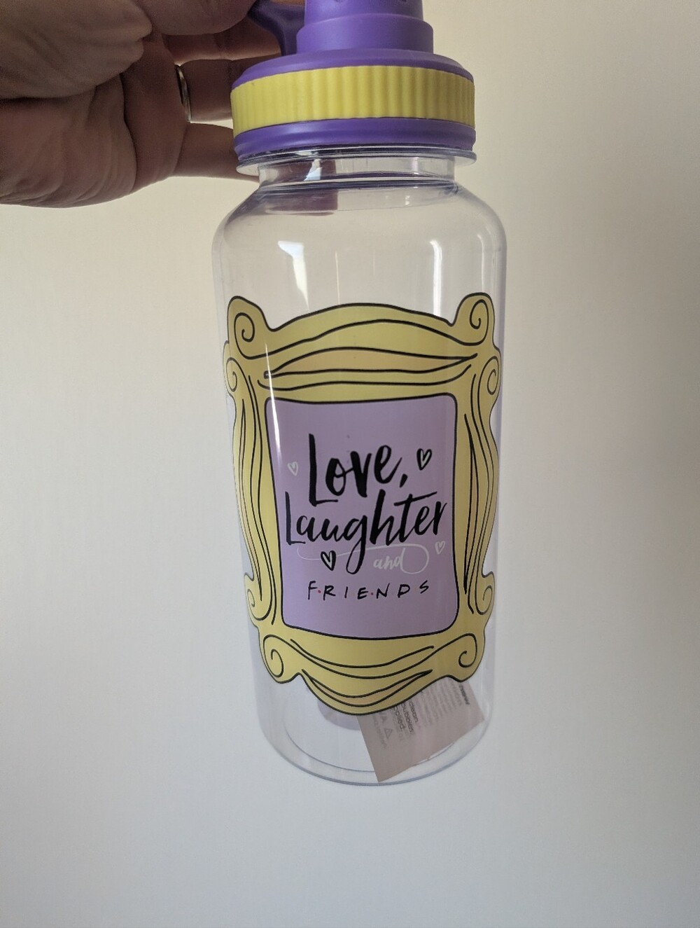 Purple and Yellow 'Love, Laughter and Friends' Party Water Bottle